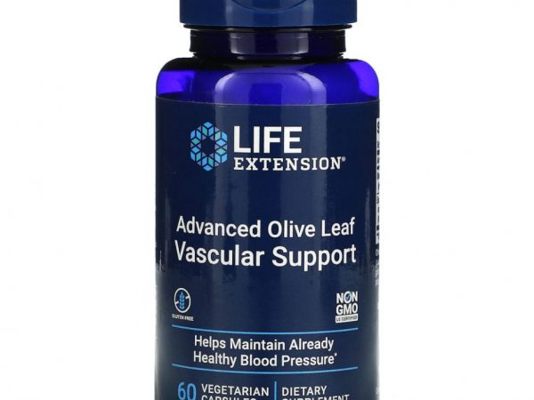 Life Extension, добавка для укрепления сосудов с экстрактами листьев оливы и семян сельдерея, 60 вегетарианских капсул