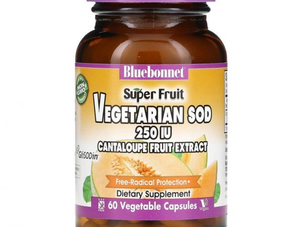 Bluebonnet Nutrition, Super Fruit, Vegetarian SOD, экстракт плодов канталупы, 250 МЕ, 60 растительных капсул