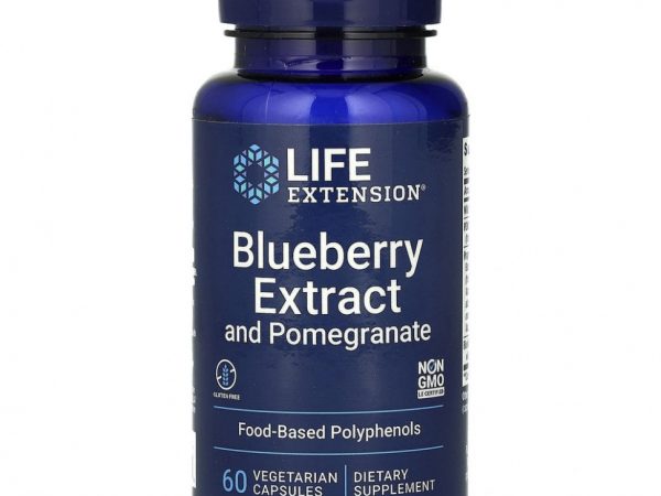 Life Extension, экстракт черники с гранатом, 60 вегетарианских капсул
