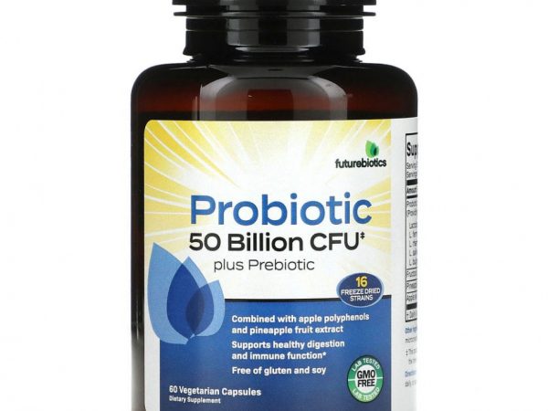 FutureBiotics, Пробиотик плюс пребиотик, 25 млрд КОЕ, 60 вегетарианских капсул