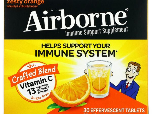 AirBorne, добавка для поддержки иммунной системы, со вкусом апельсина, 3 пробирки, по 10 шипучих таблеток
