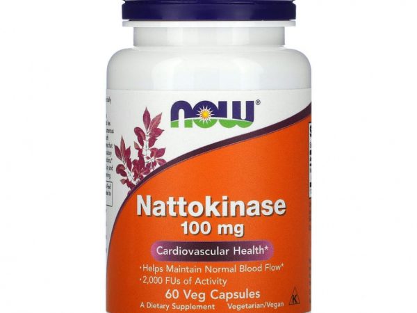 NOW Foods, наттокиназа, 100 мг, 60 вегетарианских капсул