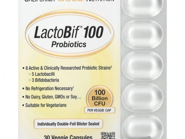 California Gold Nutrition, LactoBif, пробиотики, 100 млрд КОЕ, 30 растительных капсул