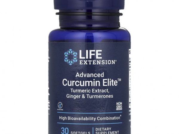 Life Extension, Advanced Curcumin Elite, экстракт куркумы, имбирь и турмероны, 30 капсул