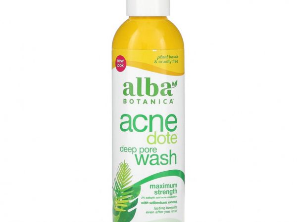 Alba Botanica, Acne Dote, средство от акне, глубокое очищение пор, не содержит масла, 177 мл (6 жидких унций)