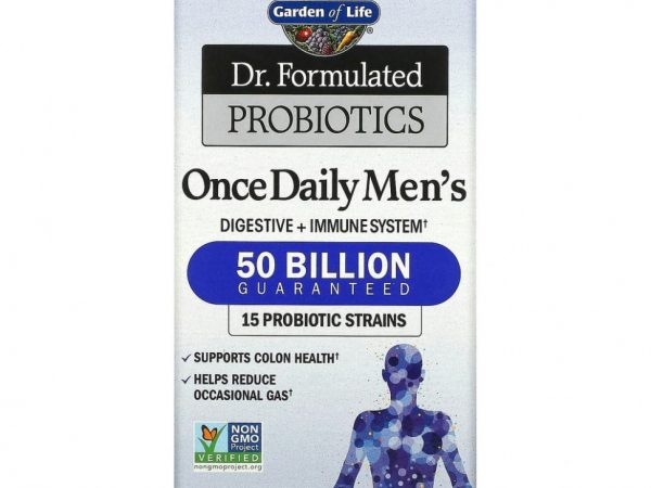 Garden of Life, Dr. Formulated Probiotics, пробиотики, одна таблетка в день для мужчин, 50 миллиардов бактерий,30 растительных капсул
