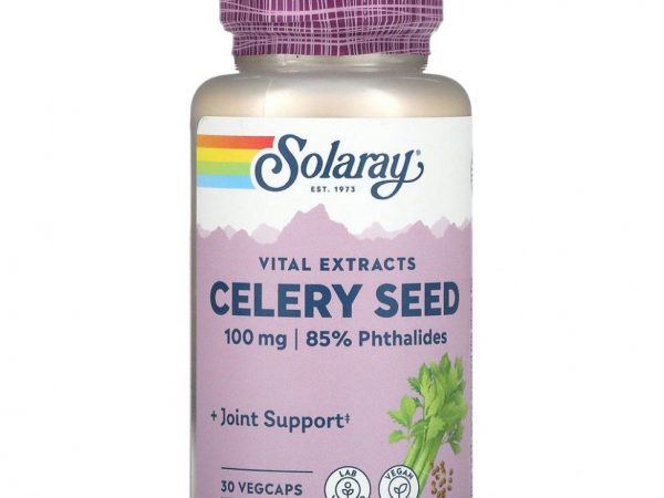 Solaray, Экстракт семян сельдерея, 100 мг, 30 растительных капсул