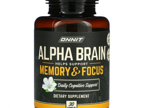 Onnit, Alpha Brain, память и концентрация, 30 капсул