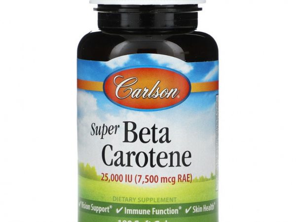 Carlson, Супер бета-каротин, 7500 мкг RAE (25000 МЕ), 100 мягких таблеток
