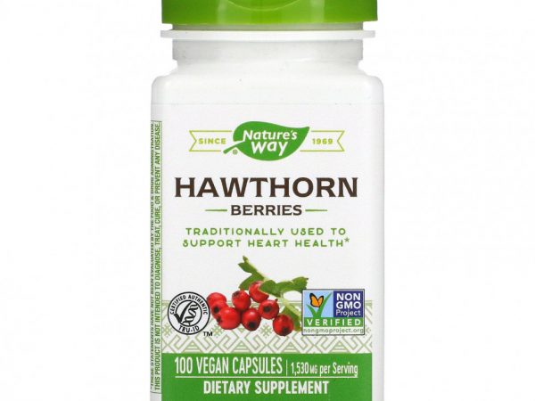 Nature's Way, Ягоды боярышника, 510 мг, 100 веганских капсул