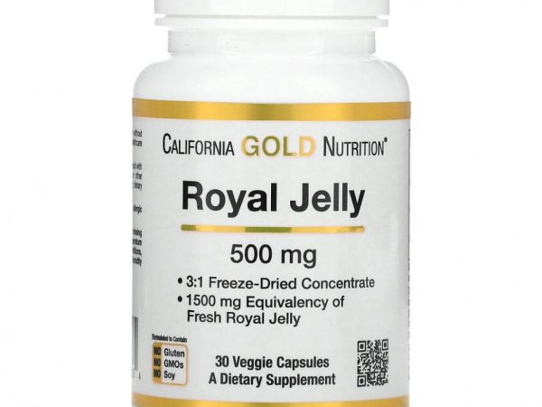 California Gold Nutrition, Маточное молочко, сублимированный концентрат, 500 мг, 30 растительных капсул