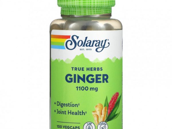Solaray, имбирь, 550 мг, 100 вегетарианских капсул