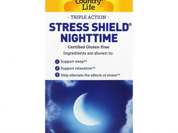 Country Life, Stress Shield Nighttime, тройного действия, 60 веганских капсул