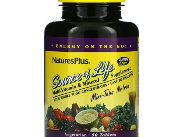 NaturesPlus, Source Of Life, Мультивитаминная и минеральная добавка, без железа, 90 мини-таблеток