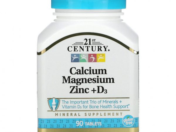 21st Century, кальций, магний, цинк и витамин D3, 90 таблеток