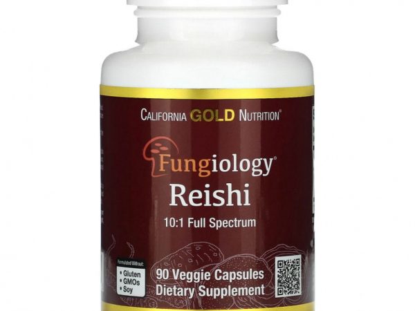 California Gold Nutrition, рейши (Ganoderma lucidum), полный спектр, сертифицированный органический продукт, поддержка на клеточном уровне, 90 растительных капсул