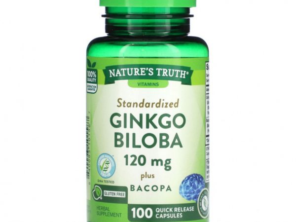Nature's Truth, Гинкго билоба плюс бакопа, 120 мг, 100 капсул быстрого действия