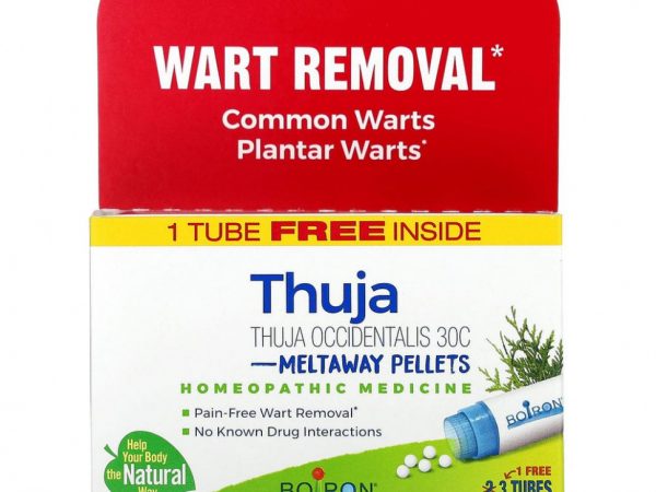 Boiron, Thuja Occidentalis 30C, средство для избавления от бородавок, 3 тюбика, прибл. 80 гранул в каждом