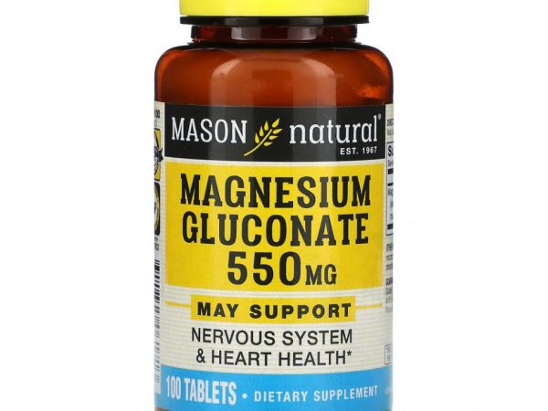 Mason Natural, Magnesium Gluconate, 550 mg, 100 Tablets