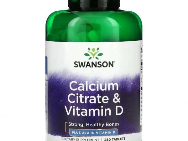 Swanson, Цитрат кальция и витамин D, 250 таблеток