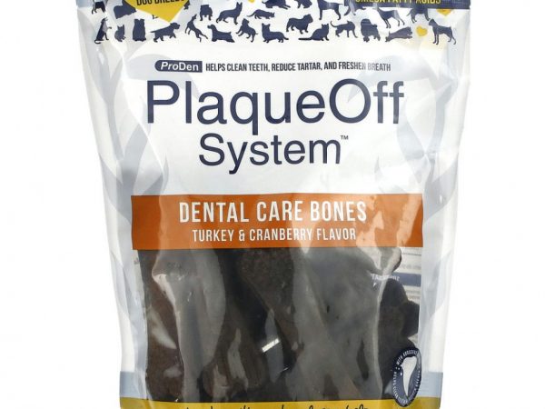 ProDen, PlaqueOff System, уход за зубами, для собак, с индейкой и клюквой, 13 костей, 482 г (17 унций)