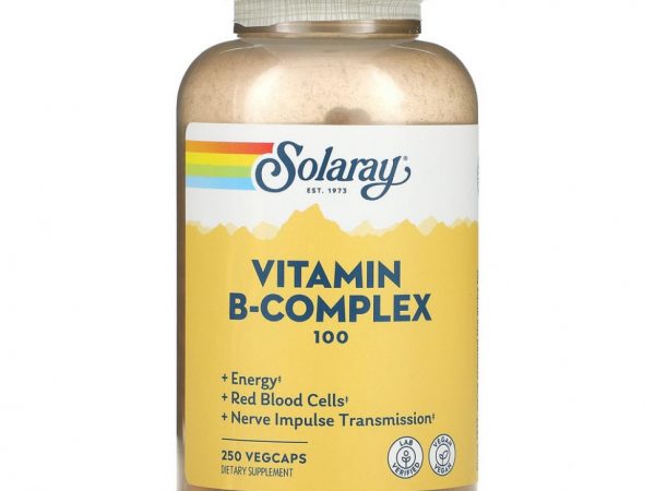 Solaray, B-Complex 100 с алоэ вера, 250 растительных капсул