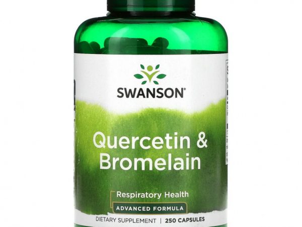 Swanson, Кверцетин и бромелаин, здоровье дыхательной системы, 250 капсул