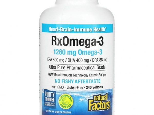 Natural Factors, Natural Factors, Rx Omega-3, рыбий жир, 400 мг ЭПК и 200 мг ДГК, 240 мягких таблеток