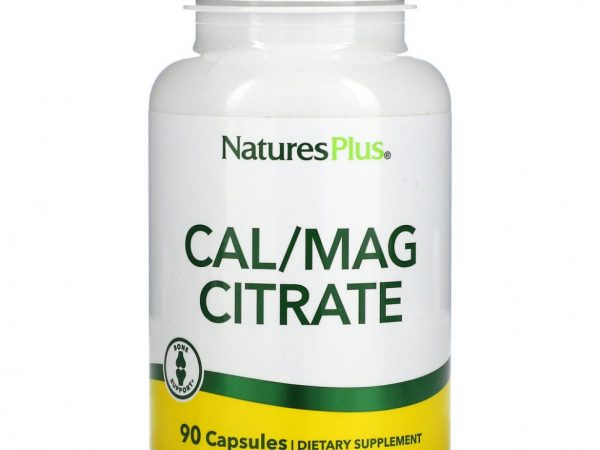 NaturesPlus, цитрат магния и кальция, 90 вегетарианских капсул