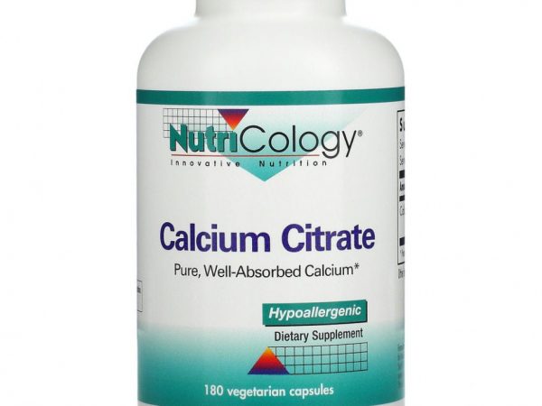 Nutricology, цитрат кальция, 180 вегетарианских капсул