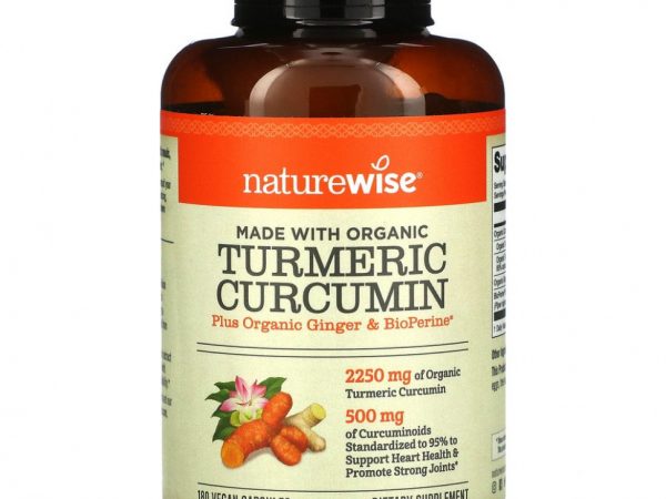 NatureWise, куркумин из органической куркумы, 180 веганских капсул
