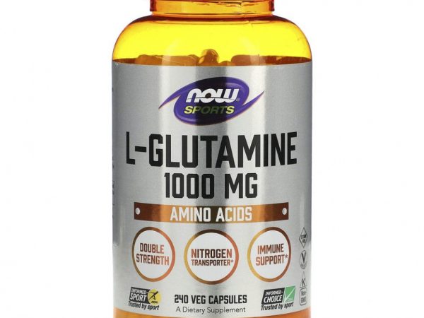 NOW Foods, Sports, L-глютамин, 1000 мг, 240 растительных капсул