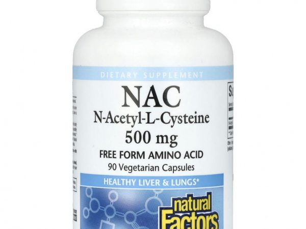 Natural Factors, NAC N-ацетил-L цистеин, 500 мг, 90 вегетарианских капсул