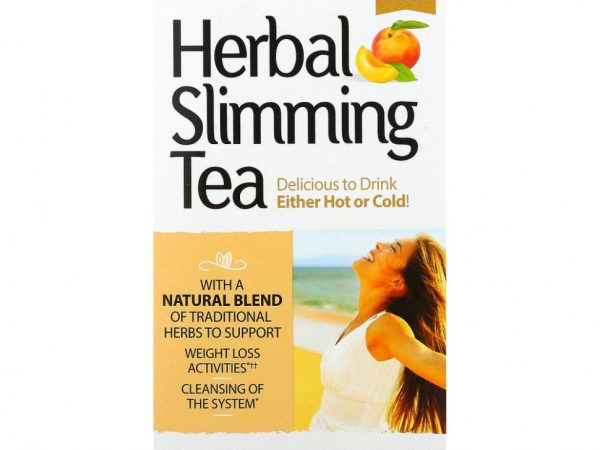 21st Century, Травяной чай для похудения, со вкусом персика и абрикоса, без кофеина, 24 чайных пакетика, 48 г (1,7 унции)