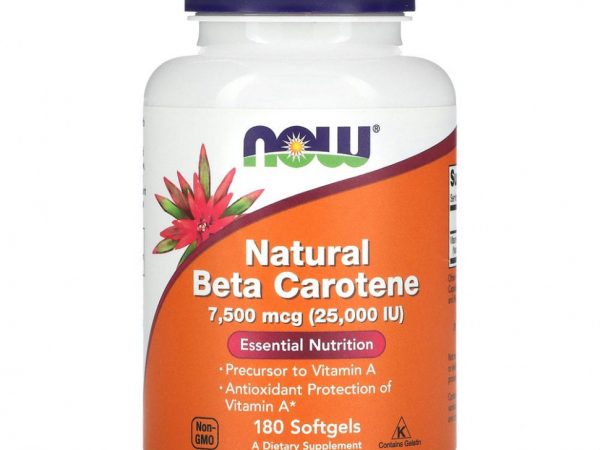 NOW Foods, природный бета-каротин, 25 000 МЕ, 180 капсул
