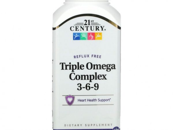 21st Century, Triple Omega Complex 3-6-9, 90 мягких желатиновых капсул с кишечнорастворимой оболочкой