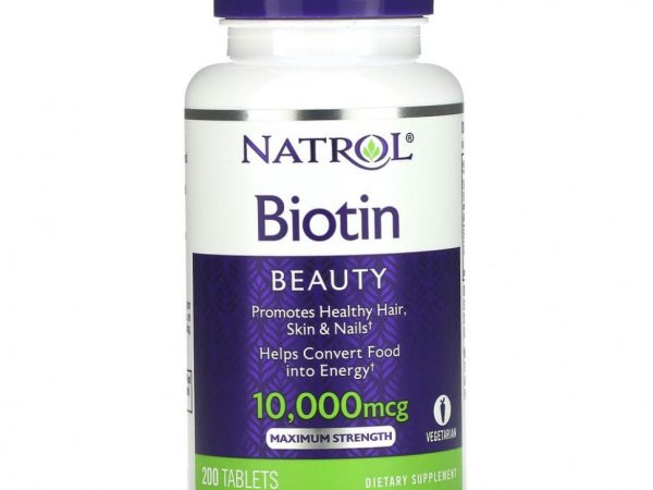 Natrol, биотин, максимальная сила действия, 10 000 мкг, 200 таблеток