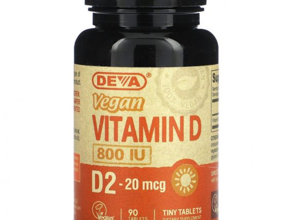 Deva, Веганский витамин D, D2, 20 мкг (800 МЕ), 90 таблеток