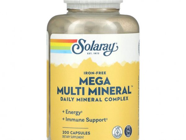 Solaray, Mega Multi Mineral, без железа, 200 капсул