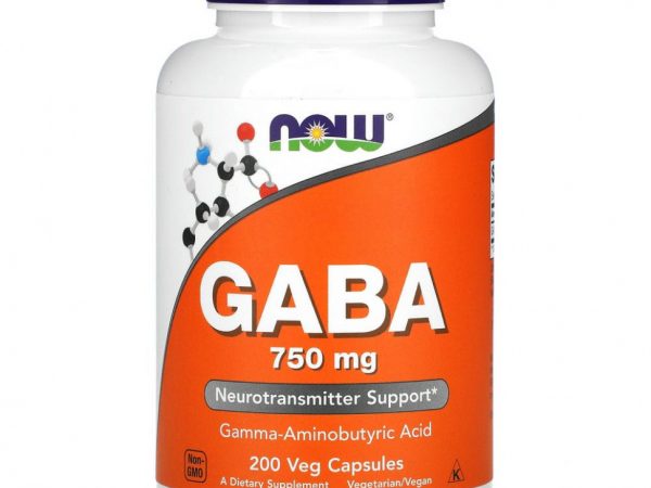 NOW Foods, ГАМК, 750 мг, 200 растительных капсул