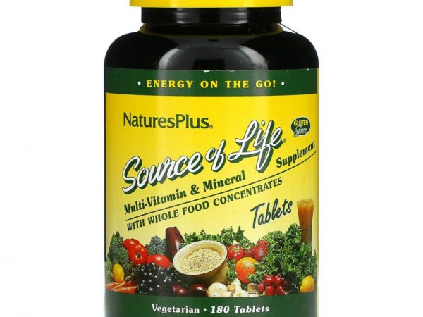 NaturesPlus, Source of Life, мультивитаминная и минеральная добавка с цельными пищевыми концентратами, 180 таблеток