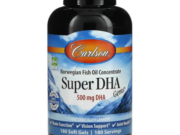 Carlson Labs, Super-DHA Gems, 500 мг, 180 желатиновых капсул