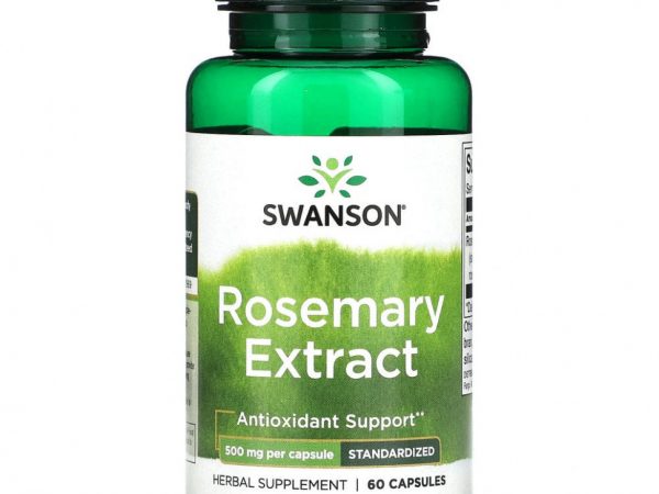Swanson, Экстракт розмарина, стандартизированный, 500 мг, 60 капсул