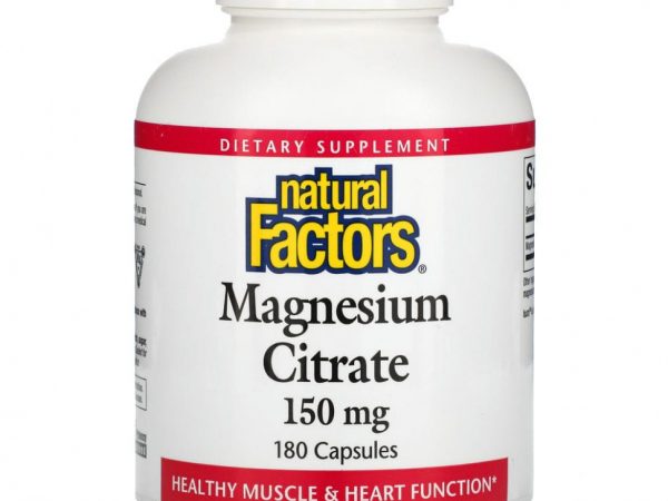 Natural Factors, цитрат магния, 150 мг, 180 капсул