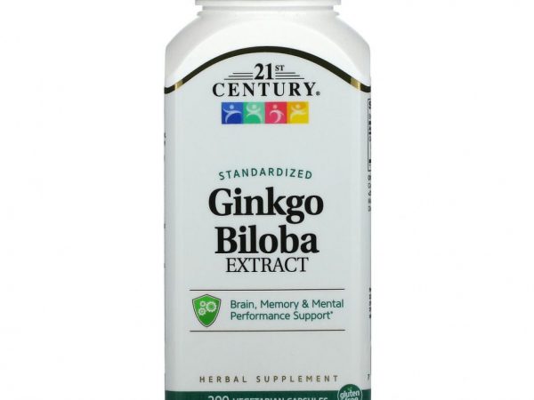 21st Century, Экстракт Ginkgo biloba, стандартизированный, 200 вегетарианских капсул