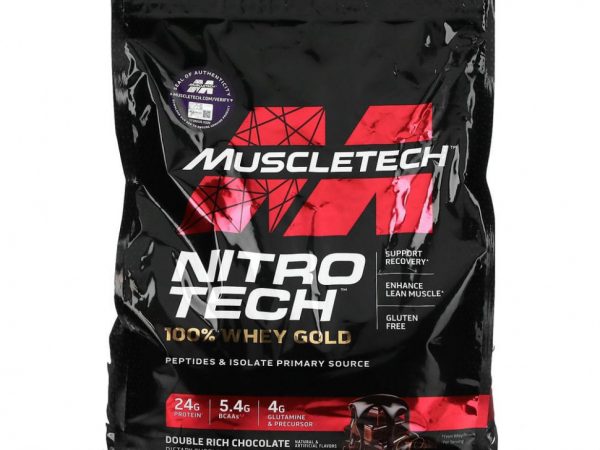 Muscletech, Nitro Tech, 100% Whey Gold, сывороточный белок в порошке, двойной шоколад, 3,63 кг (8 фунтов)