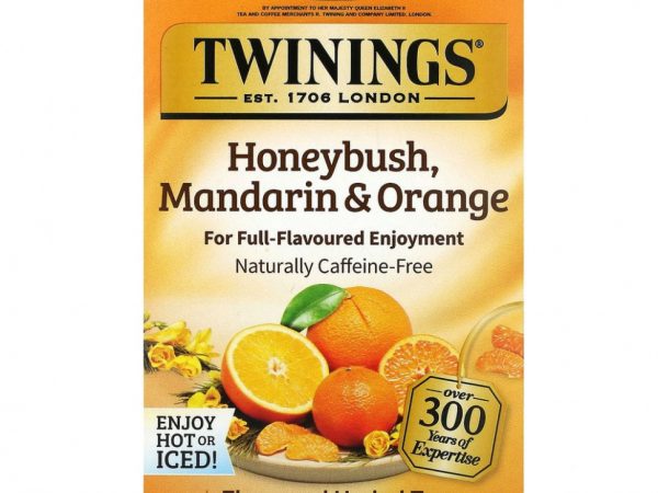 Twinings, травяной чай, ханибуш, мандарин и апельсин, без кофеина, 20 чайных пакетиков в индивидуальной упаковке, 40 г (1,41 унции)