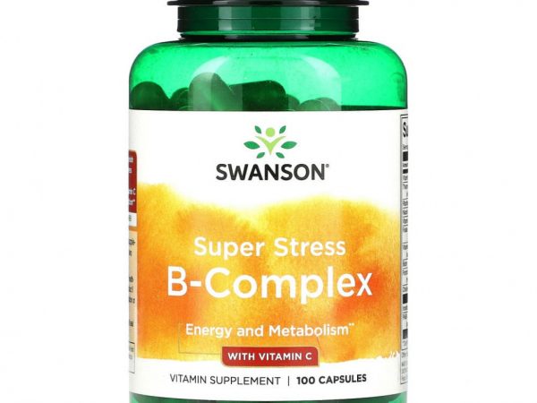 Swanson, Super Stress, B-комплекс, с витамином C, 100 капсул