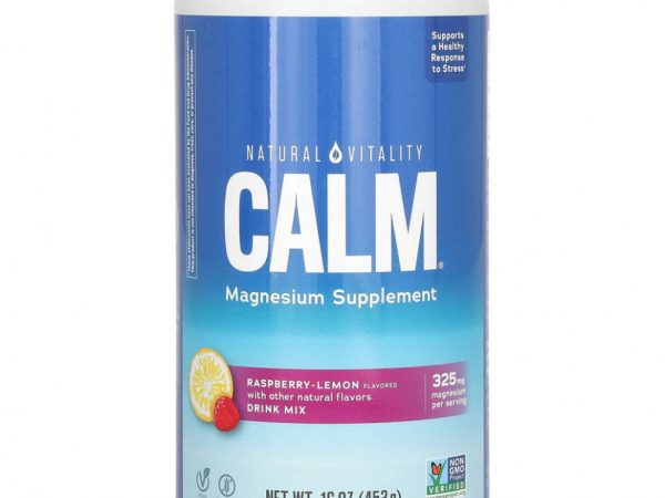 Natural Vitality, CALM, смесь для приготовления антистрессового напитка, со вкусом малины и лимона, 453 г (16 унций)