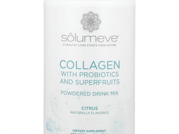 Solumeve, смесь для приготовления напитка с коллагеном, пробиотиками и суперфруктами, со вкусом цитрусовых, 454 г (16 унций)